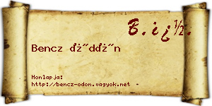 Bencz Ödön névjegykártya